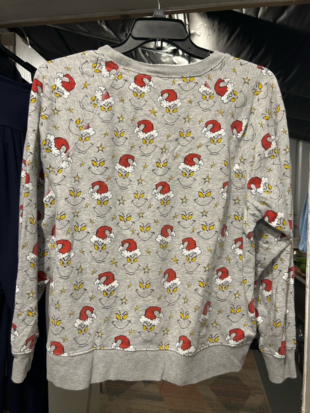 Grey Grinch Face Holiday Sweatshirt and sweatpants